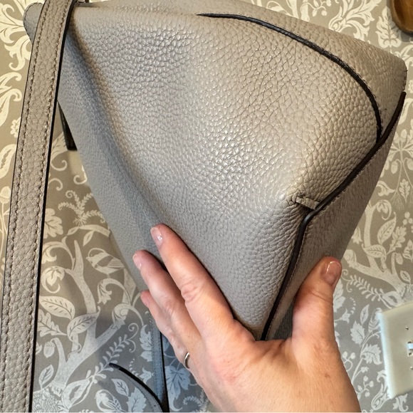 LOW START Kate Spade Gwyn Pershing Street Satchel Grey Pebble Leather $359 - Picture 9 of 15